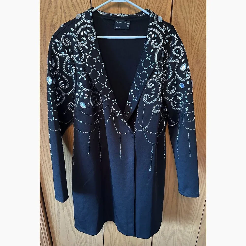 ASOS Curve Black Blazer/Mini Dress with beading &n sequines - Picture 1 of 7